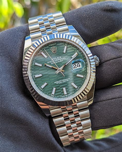 rolex light green face|rolex 41mm date just mint dial.